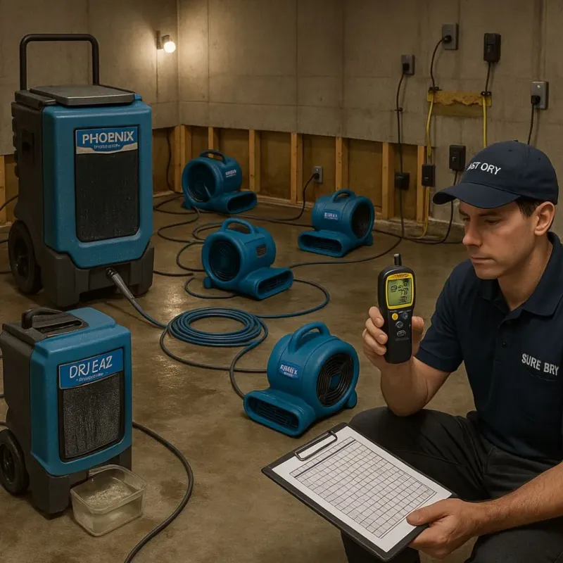 Structural Drying and Dehumidification process in West Chester, PA
